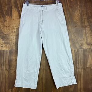 Adidas Womens Pants Tan Cropped Capri Button Accent Work Play Athletic 10